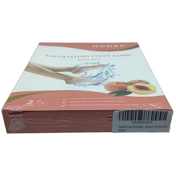 Hodaf Exfoliating Foot Mask Natural Peach 2 Pairs NEW Easy to Use Hydrates Soft - Picture 3 of 4